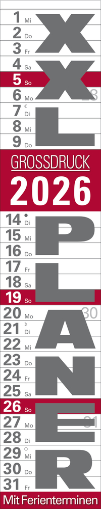 XXL Planer Großdruck rot 2026