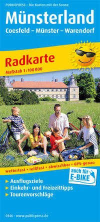 Publicpress Radkarte Münsterland, Coesfeld, Münster, Warendorf 1:100.000