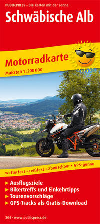 Publicpress Motorradkarte Schwäbische Alb 1:200.000