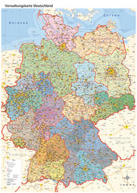 GeoMetro politische Verwaltungskarte Deutschland mit Regierungsbezirken und Laminierung (beschreib- und abwischbar)