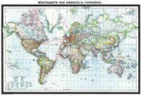 Hist. WELTKARTE - Handel und Verkehr - Oktober 1941 [gerollt]