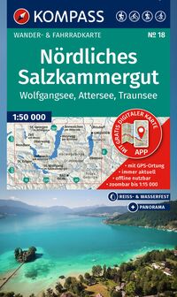KOMPASS Wanderkarte 18 Nördliches Salzkammergut, Wolfgangsee, Attersee, Traunsee 1:50.000